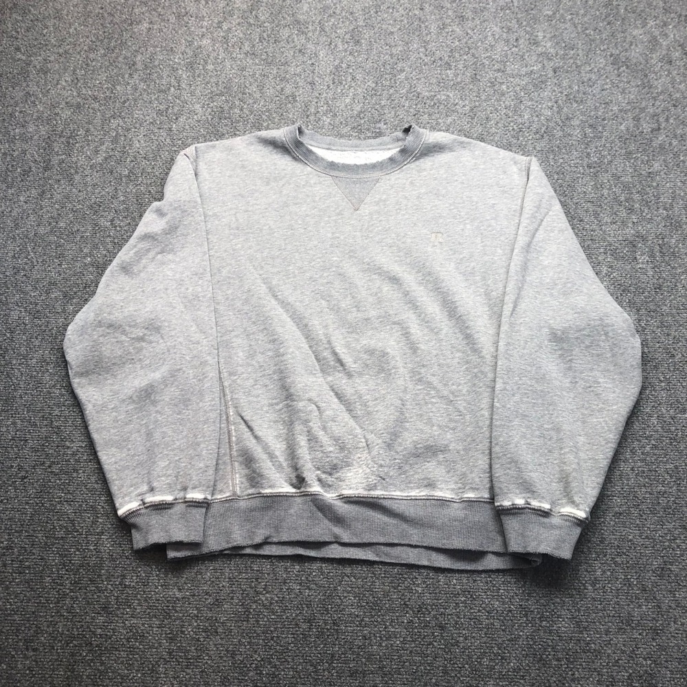 Athletic Mens Crewneck Sweatshirt Gray Distressed Pullover XL